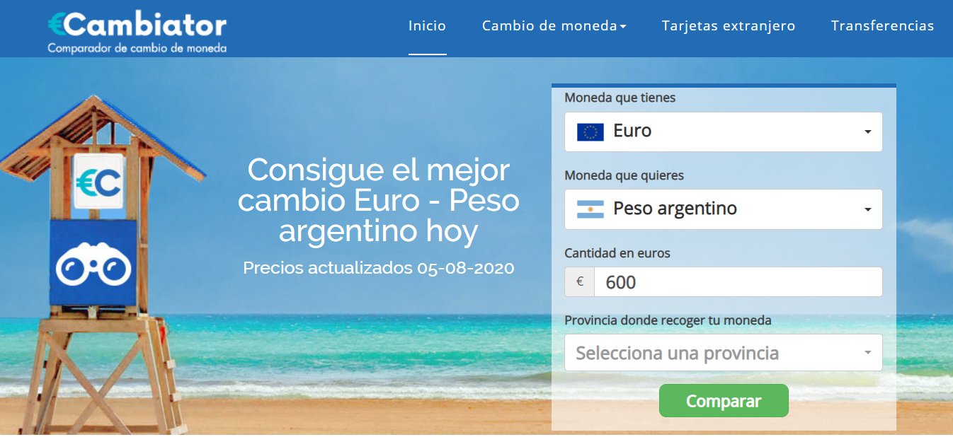Cambio euro pesos argentinos Cambiator