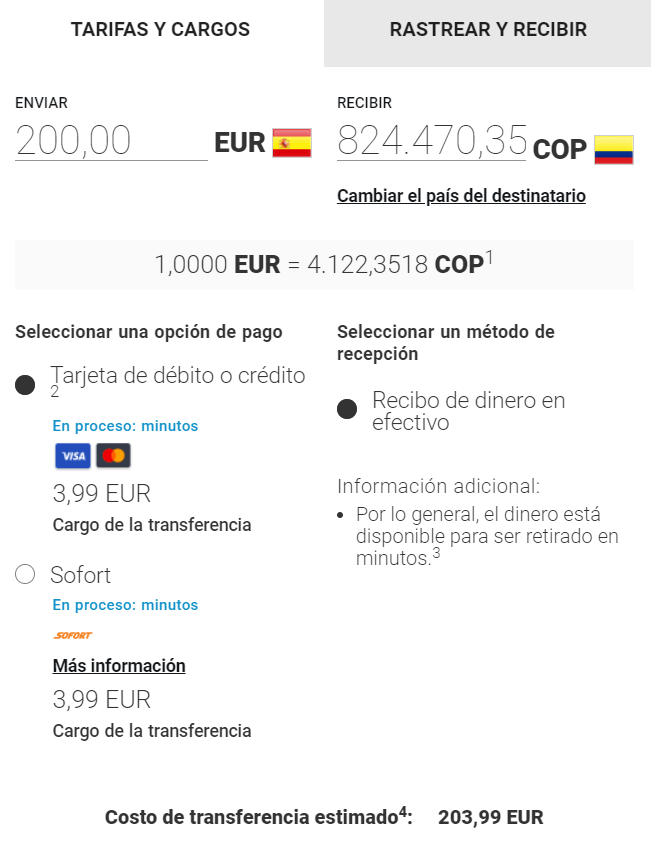 Enviar dinero a Colombia con MoneyGram
