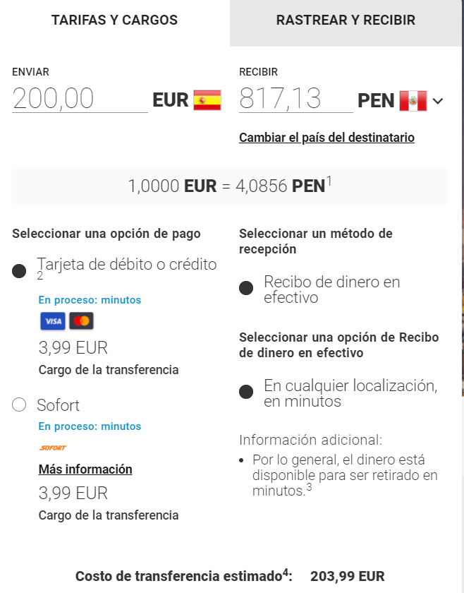 Enviar dinero a Peru con Money Gram