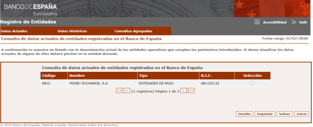 Registro de entidades de pago Banco de España Money Exchange