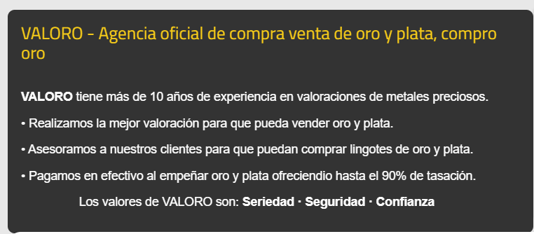 Valoro Agencia oficial de compraventa de oro